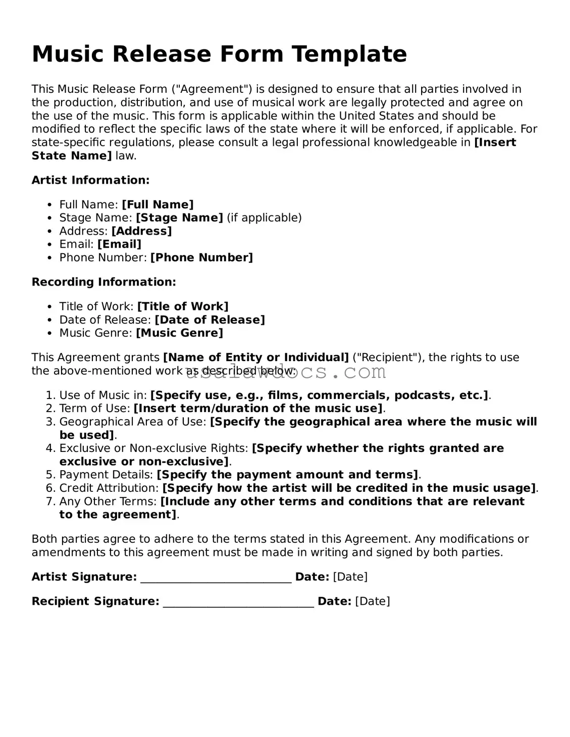 Free Music Release Form