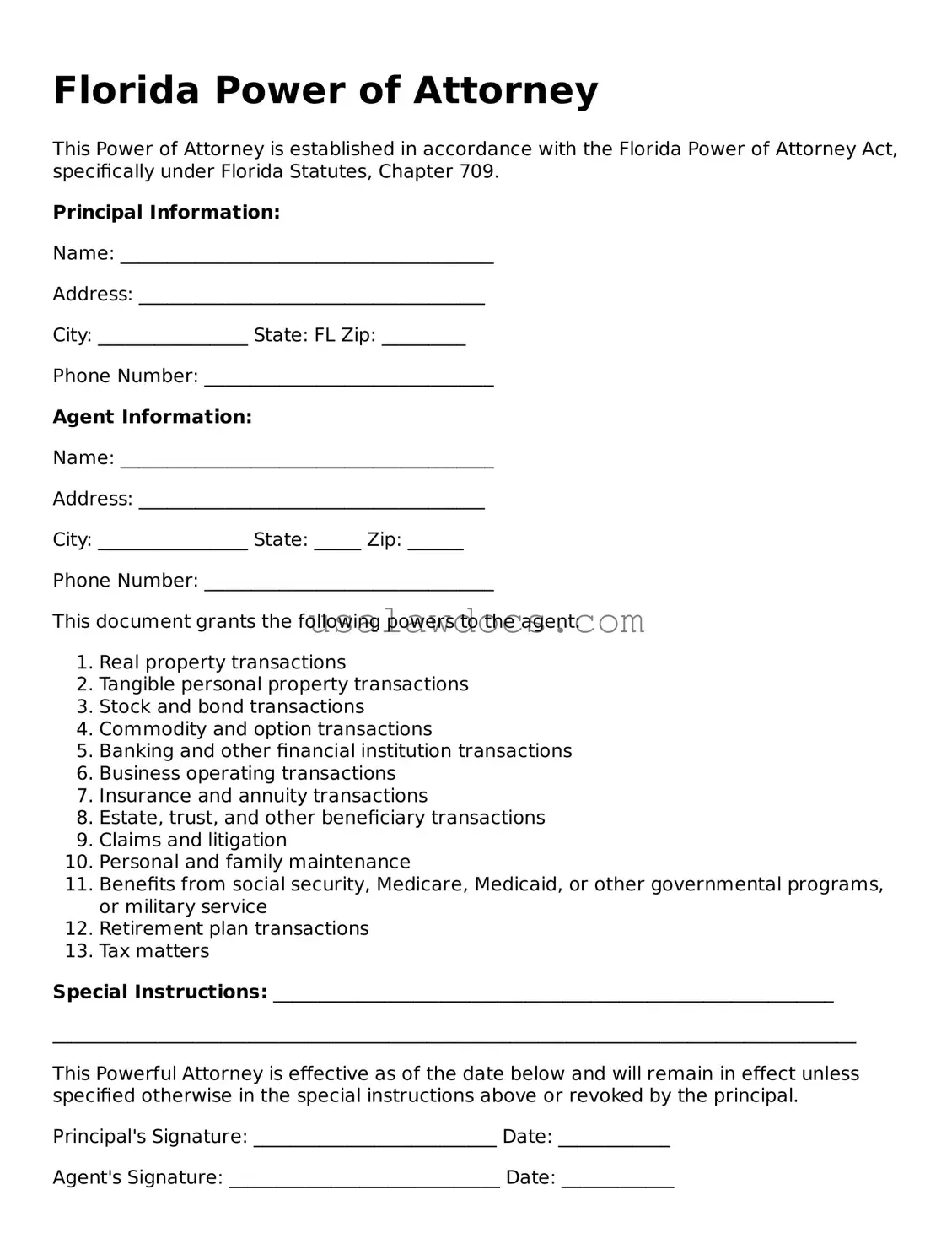 Attorney-Approved  Power of Attorney Form for Florida