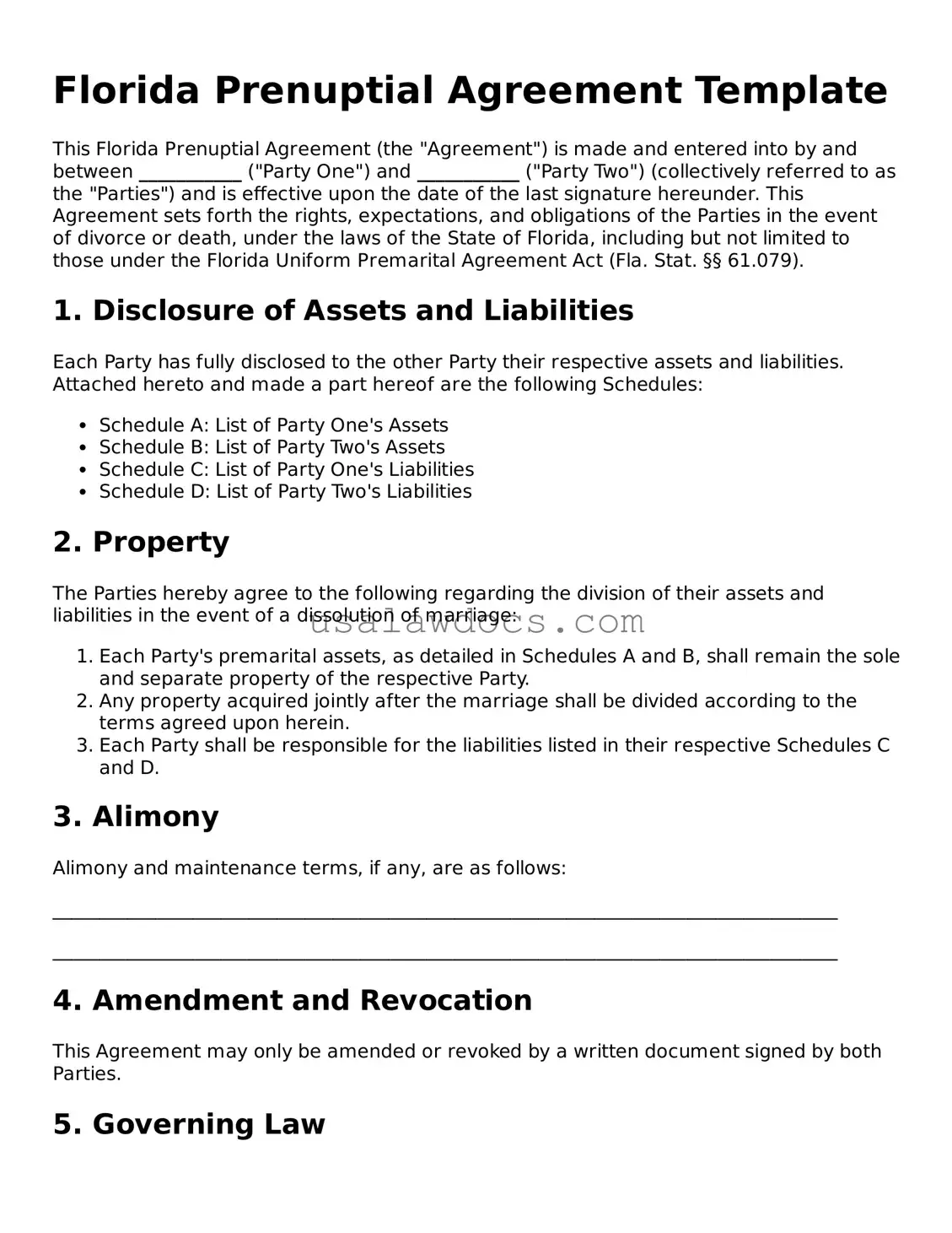 Attorney-Approved  Prenuptial Agreement Form for Florida