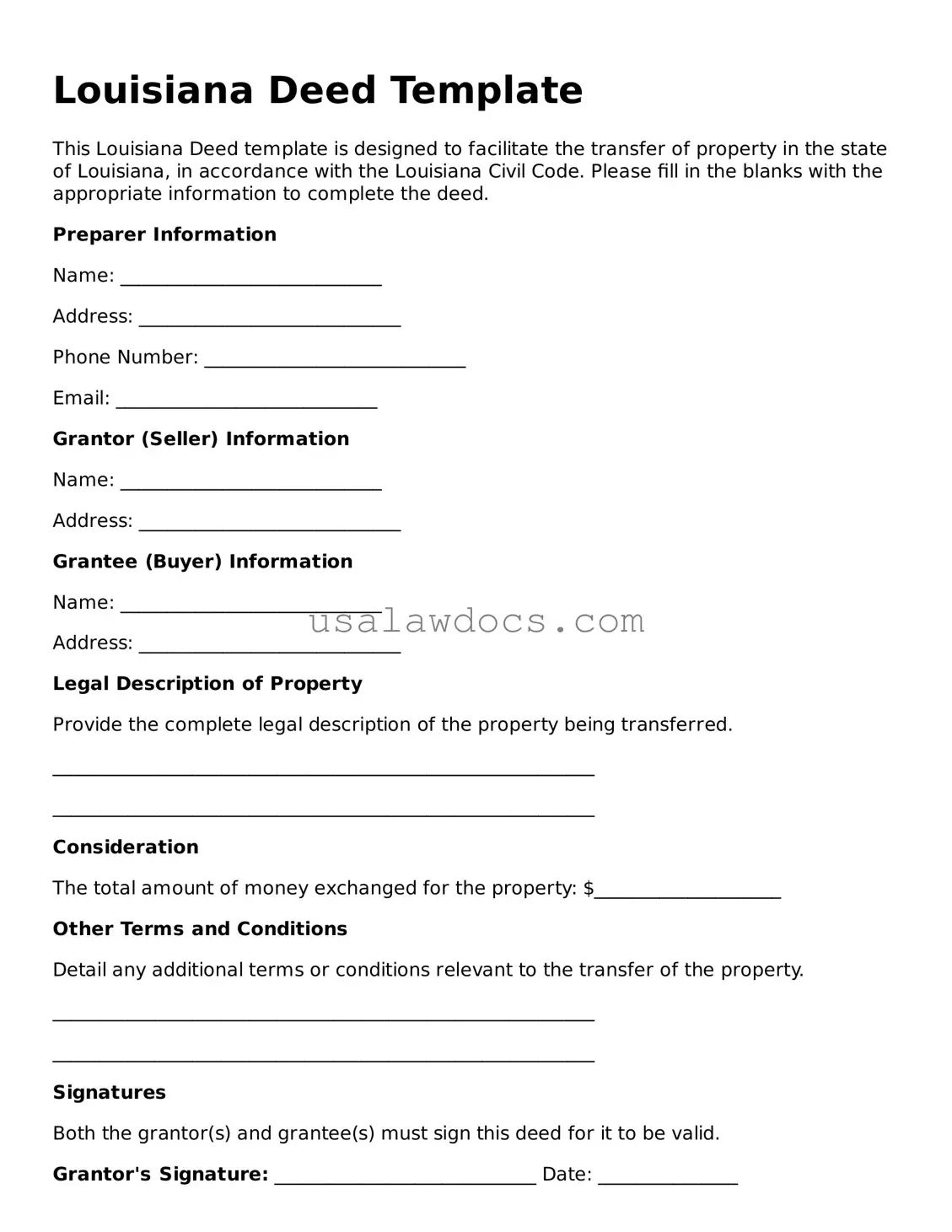 Attorney-Approved  Deed Form for Louisiana