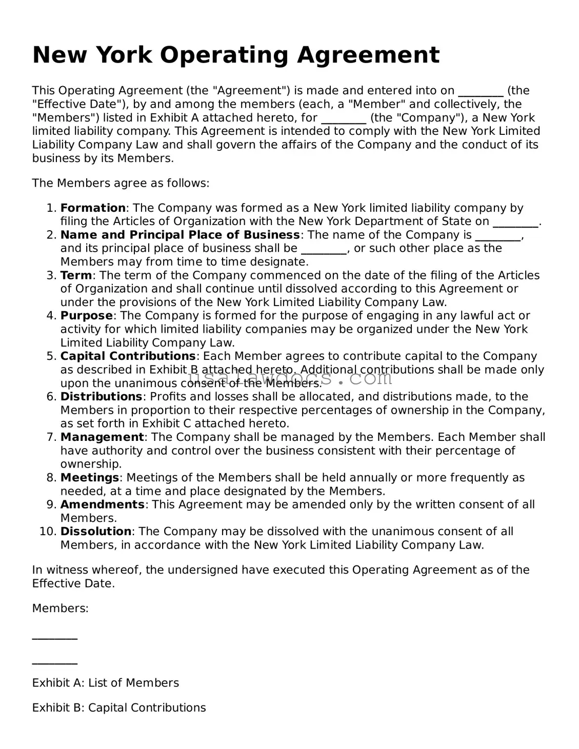 Attorney-Approved  Operating Agreement Form for New York