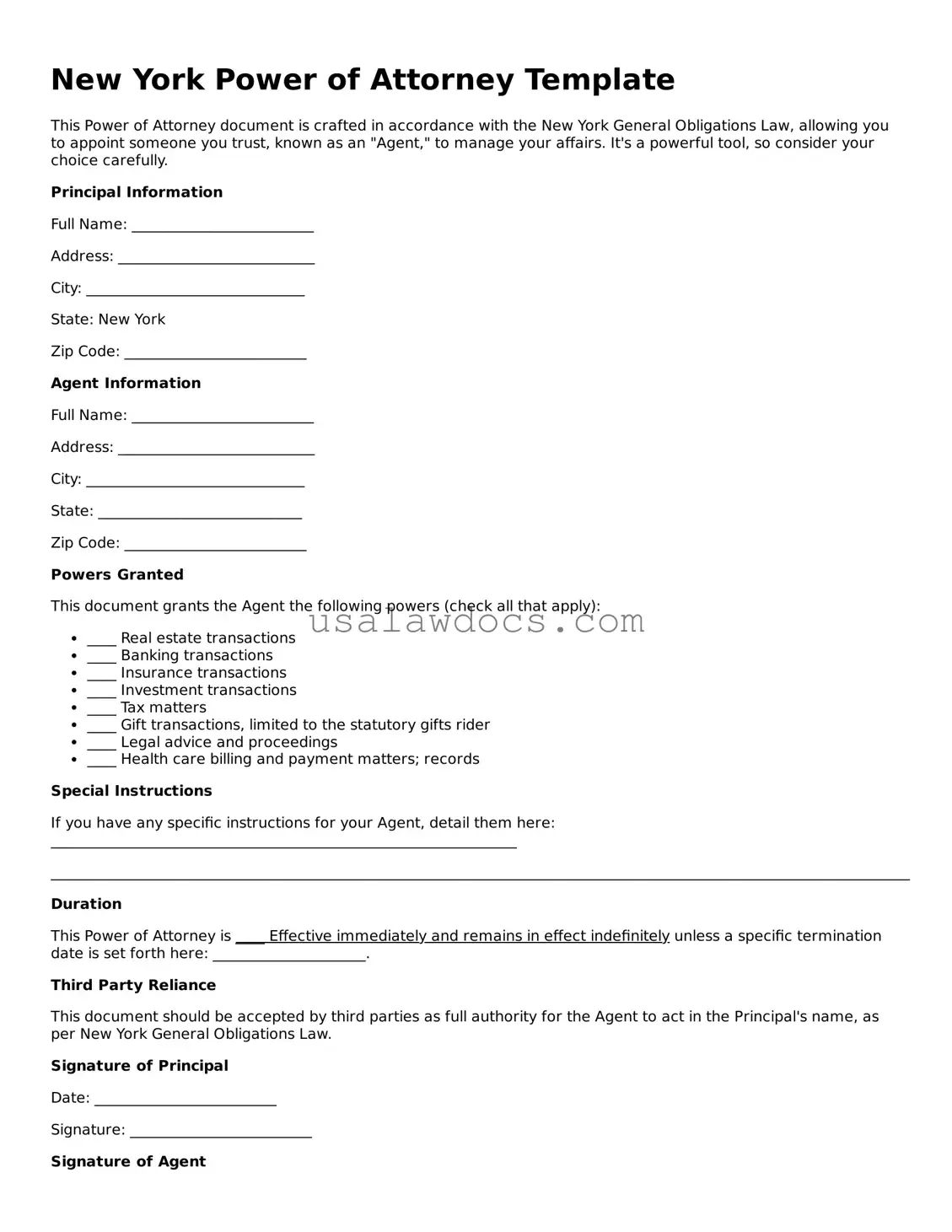 Attorney-Approved  Power of Attorney Form for New York