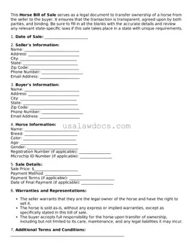 Free Horse Bill of Sale Form