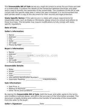 Free Snowmobile Bill of Sale Form