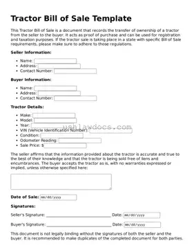 Free Tractor Bill of Sale Form