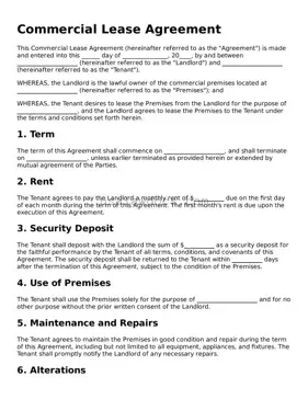 Free Commercial Lease Agreement Form