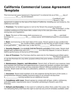 Attorney-Approved  Commercial Lease Agreement Form for California