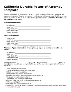Attorney-Approved  Durable Power of Attorney Form for California