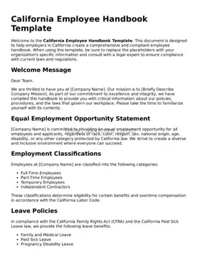 Attorney-Approved  Employee Handbook Form for California