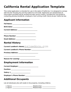 Attorney-Approved  Rental Application Form for California