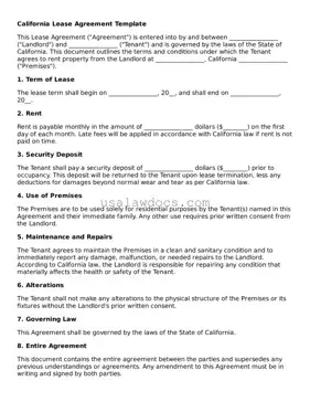 Attorney-Approved  Lease Agreement Form for California