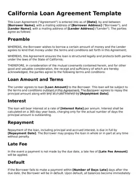 Attorney-Approved  Loan Agreement Form for California
