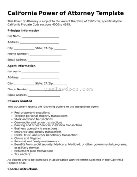 Attorney-Approved  Power of Attorney Form for California