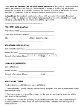 Attorney-Approved  Deed in Lieu of Foreclosure Form for California