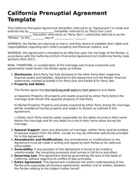 Attorney-Approved  Prenuptial Agreement Form for California