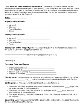Attorney-Approved  Land Purchase Agreement Form for California