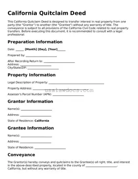 Attorney-Approved  Quitclaim Deed Form for California