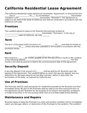 Attorney-Approved  Residential Lease Agreement Form for California