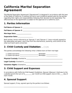 Attorney-Approved  Marital Separation Agreement Form for California