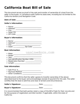Attorney-Approved  Boat Bill of Sale Form for California