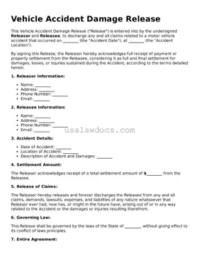 Free Vehicle Accident Damage Release Form