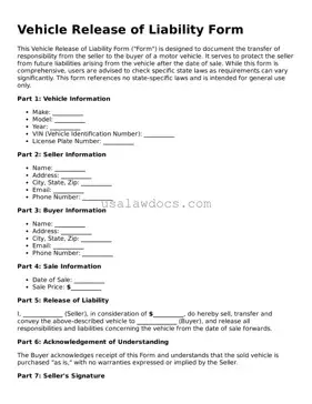 Free Vehicle Release of Liability Form