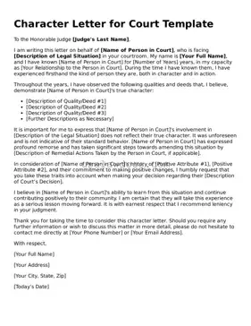 Free Character Letter for Court Form