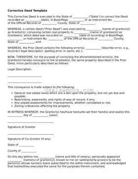 Free Corrective Deed Form