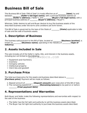 Free Business Bill of Sale Form