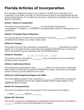 Attorney-Approved  Articles of Incorporation Form for Florida