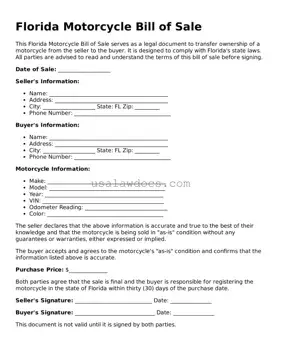Attorney-Approved  Motorcycle Bill of Sale Form for Florida