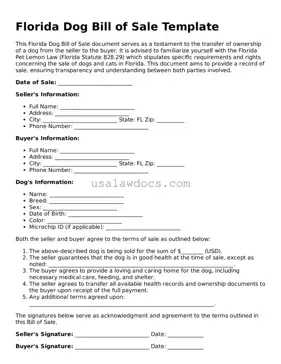 Attorney-Approved  Dog Bill of Sale Form for Florida