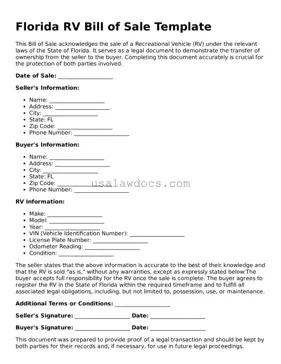 Attorney-Approved  RV Bill of Sale Form for Florida