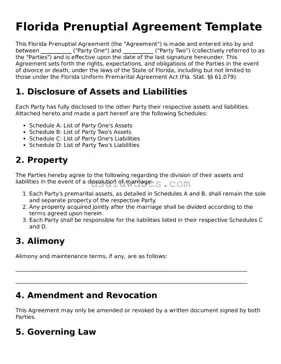 Attorney-Approved  Prenuptial Agreement Form for Florida