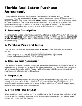Attorney-Approved  Real Estate Purchase Agreement Form for Florida