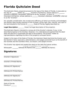 Attorney-Approved  Quitclaim Deed Form for Florida