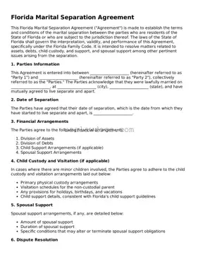 Attorney-Approved  Marital Separation Agreement Form for Florida