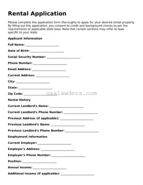 Free Rental Application Form