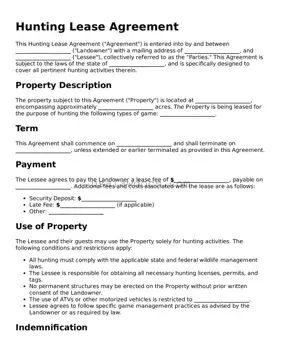 Free Hunting Lease Agreement Form