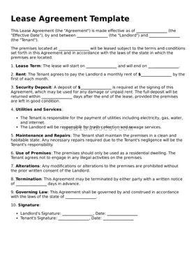 Free Lease Agreement Form