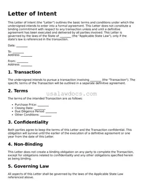 Free Letter of Intent Form