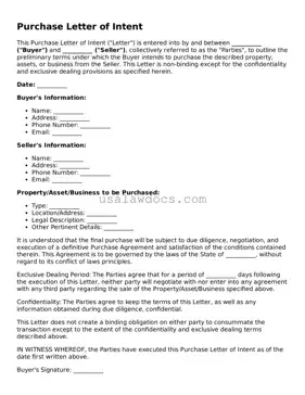 Free Purchase Letter of Intent Form