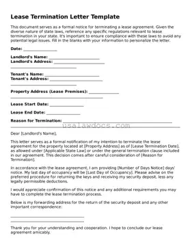 Free Lease Termination Letter Form