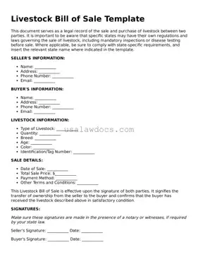 Free Livestock Bill of Sale Form