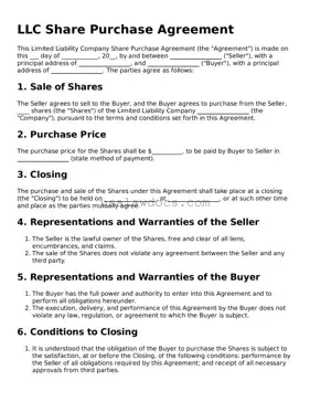 Free LLC Share Purchase Agreement Form