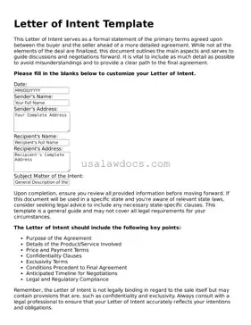 Free Letter of Intent Form