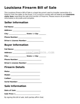 Attorney-Approved  Firearm Bill of Sale Form for Louisiana