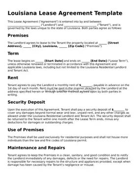 Attorney-Approved  Lease Agreement Form for Louisiana