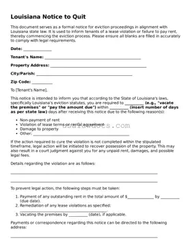 Attorney-Approved  Notice to Quit Form for Louisiana