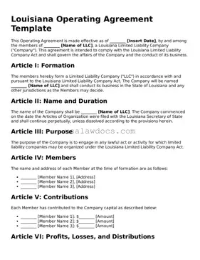 Attorney-Approved  Operating Agreement Form for Louisiana